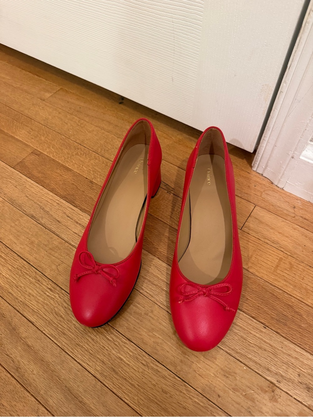 Quince Red Leather Ballet Flats